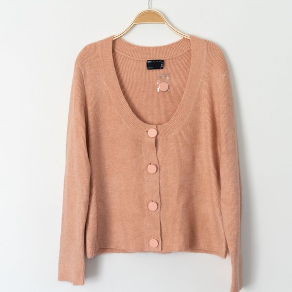 ASOS Curve Sweaters - ASOS Curve Womens Long Sleeve Button Front Knit Cardigan Sweater Size US 16 Pink